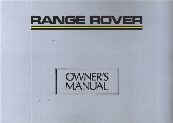 Owners Manual - Range Rover Classic - 1987 - SRR650USHBGR - OTP