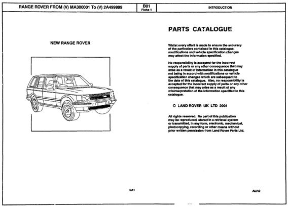 Parts Fiche - Range Rover P38A - 1994-2001 - STC9970FABGR - OTP