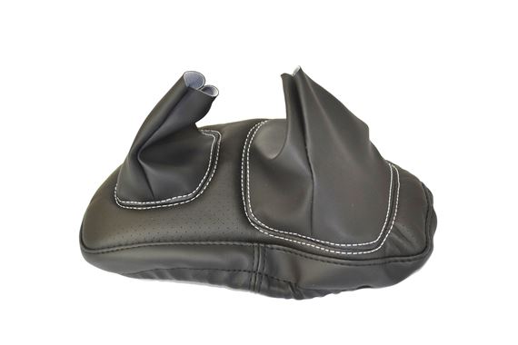 Gear Lever Gaiter Black Leather White Stitch - ULN500020P1W - Exmoor