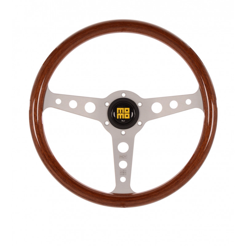 Steering Wheel - Indy Heritage Mahogany Wood/Silver Spoke 350mm - RX2460 - MOMO
