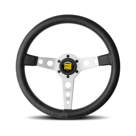 Steering Wheel - Prototipo Heritage Slvr Spoke/Black Leather 350mm - RX2468 - MOMO