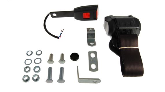 Front Seat Belt Kit - Inertia Reel - 15cm Stalk with Wiring - Each - Black - XKC252815WBLACK - Securon