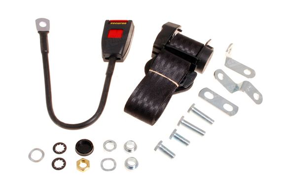 Front Seat Belt Kit - Inertia Reel - 45cm Stalk - Each - LH or RH - Black - XKC252845BLACK - Securon