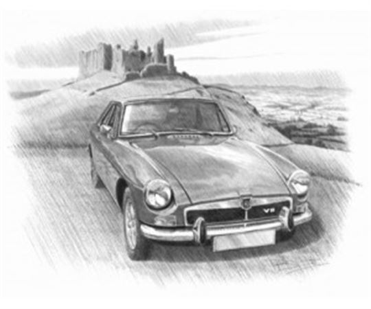 MGB GT V8 Personalised Portrait in Black & White - RP1745BW