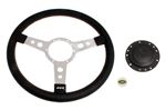 Leather Steering Wheel and Boss 15 in - Semi Dish Polished Centre - RD1116P - Mountney