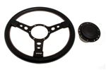 Leather Steering Wheel and Boss 15 in - Semi Dish Black Centre - RD1116B - Mountney