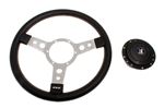 Vinyl 14 inch Steering Wheel Polished Spokes - Black Boss - RL1657 - Mountney