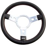 Steering Wheel 13" Black Leather/ Red Stitch - 33SPLBRS - Mountney