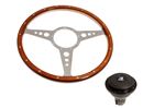 Moto-Lita Steering Wheel and Boss - 15 inch Wood - Adjustable Column - Polished Spokes - Flat - Thick Grip - RW3215TG