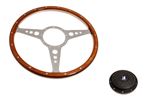 Moto-Lita Steering Wheel & Boss - 15 inch Wood - Fixed Column - Polished Spokes - Flat - RW3216