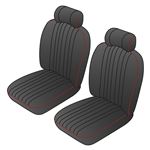 Seat Cover Kit Front (pair) Deluxe Black Leather Red Piping MGB 1970-76 - 641730 - Moss