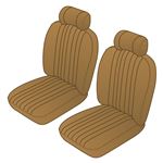 Seat Cover Kit Front (pair) Deluxe Tan Leather Tan Piping MGB 1970-76 - 641745 - Moss