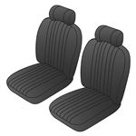 Seat Cover Kit Front (pair) Deluxe Black Vinyl Black Piping MGB 1970-76 - 645166 - Moss