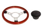 Steering Wheel 13" Wood Rim With Polished Centre Black Boss - RP1520 - Mountney