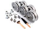 MWS Centre Lock Wire Wheels - Silver Painted Conversion Kit - 4.5 x 13 with Two Eared Centres - RL1201