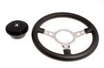 Moto-Lita Steering Wheel and Boss - 14 inch Black Leather - Drilled Spokes - Dished - 1982 On - RO1044