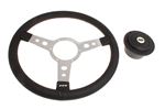 Leather 15 Inch Steering Wheel With Polished Centre - RO1149P - Mountney
