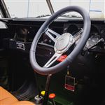 Steering Wheel Silver Spoked with 48 Spline Williams Black Leather Silver Series Boss - EXT90082 - Exmoor