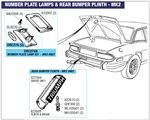 Triumph Stag Number Plate Lamps and Rear Bumper Plinth - MK2 Models