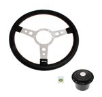 Steering Wheel Kit 15" Leather Semi Dish Polished Centre - LL1121P48 - Mountney