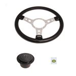Vinyl Steering Wheel and Boss 14 in - Semi Dish Polished Centre - LL1959P - Mountney