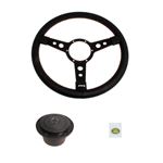 Leather Steering Wheel and Boss 15 in - Semi Dish Black Centre - LL1960B - Mountney