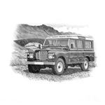 land Rover Series 3 - 5 Door LWB Personalised Portrait in Black and White - LL2046BW