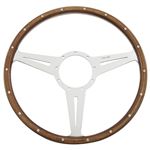Steering Wheel 14" Wood Flat with Slots - MK314FS - Moto-Lita