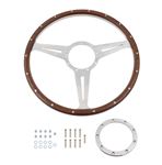 Steering Wheel 15" Wood Rim Flat Slots - MK315FS - Moto Lita