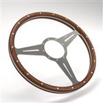 Steering Wheel 15" Wood Flat with Slots - Thick Grip - MK315FSTG - Moto-Lita