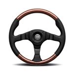 Steering Wheel - Street Fighter Black Air Leather and Mahogany Black Spoke 350mm - MOMO2027 - Momo