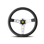 Steering Wheel - Prototipo Black Leather Silver Spoke 350mm - MOMO2035 - Momo
