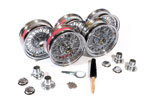 Wire Wheel Conversion Kit 5.5 x 15&quot; (MWS Centrelace Chrome wheels) Octagonal Caps - RR1383CEC