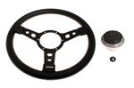 Vinyl 14 inch Steering Wheel with Black Spokes - Chrome Boss - RH5358A - Mountney