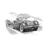 Jaguar XK120 Coupe 1953-1954 (dark shading) Personalised Portrait in Black and White - RJ1079BW
