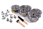 MWS Centre Lock Wire Wheels - Chrome Conversion Kit - 4.5 x 13 with Two Eared Centres - RL122145J