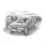 Rover SD1 Mk2 (Light Shading) Personalised Portrait in Black and White - RO2003BW
