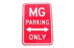 Sign - MG Parking - 18 Gauge Embossed Steel - Red/White 45cm x 30cm - RP1208RED