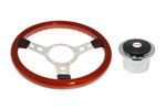 Wood Rim 13 Inch Steering Wheel With Polished Centre - Polished Boss - RP1510A - Mountney