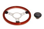 Wood Rim 13 Inch Steering Wheel With Polished Centre - Black Boss - RP1517 - Mountney