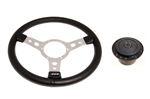 Steering Wheel 14" Vinyl With Polished Centre Black Boss - RP1518 - Mountney