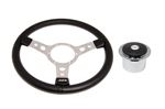Vinyl 14 Inch Steering Wheel with Polished Centre - Polished Boss - RP1524A - Mountney