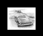 MGB Roadster with Chrome Grille Personalised Portrait in Black and White - RP1536BW