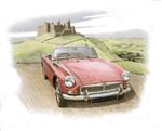 MGB Roadster with Chrome Grille Personalised Portrait in Colour - RP1536COL