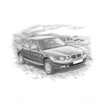 Rover 75 Saloon up to 2004 Personalised Portrait in Black and White - RP1544BW