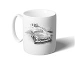 MGB Roadster with Honeycombe Grille Mug - Black and White with Reg - RP1624BWMUG