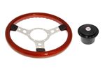 Wood Rim 13 Inch Steering Wheel With Polished Centre - Black Boss - RP1774 - Mountney