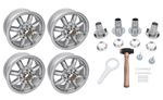 Classic 8 Spoke Centre Lock Alloy Road Wheel Conversion Kit - 5.5J x 14 inch with Octagonal Nuts - RP1793