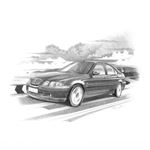 MG ZS Mk1 with Large Spoiler Personalised Portrait in Black and White - RP2218BW