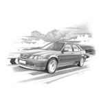 MG ZS Mk1 with Small Spoiler Personalised Portrait in Black and White - RP2219BW